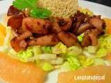 Salade tiède d’encornet pamplemousse/orange