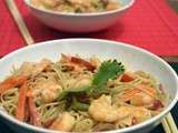 Nouilles asiatiques au curry vert et crevettes