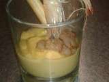 Verrine purée de patate  douce et crevettes
