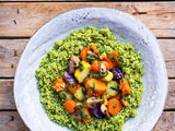 Salade de couscous vert aux légumes rôtis