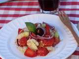 Panzanella (salade de pain, tomates, concombre, oignon rouge)
