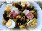 Salade de pommes de terre -œufs - bacon - fruits secs - olives