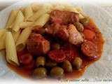 Saute de porc au vin rouge - chorizo - olives