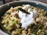 Fregola aux asperges et burrata