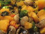 Poêlée d'automne au potiron, champignons, brocolis et chou kale
