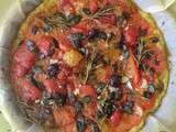 Tarte à la tomates, poivrons et herbes du jardin à la semoule de millet sans gluten et sans lactose
