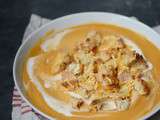 Soupe de patates douces au lait de coco, et croûtons gratinés