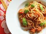 Spaghettis aux saucisses et à la sauce marinara