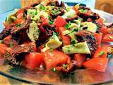 Bavettes grillés et salade italienne aux cœurs d'artichauts