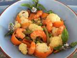 Wok de crevettes aux quatre légumes croquants