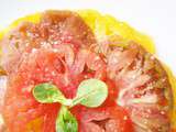 Carpaccio coloré et foufou de tomates anciennes “tomates ananas”