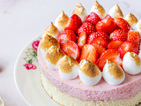 Gâteau nuage fraise meringué