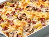 Gratin de pâtes aux lardons : recette facile et réconfortante aux champignons