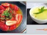 Soupe de fraises et Sorbet thym-citron