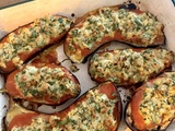 Aubergines au four gratinées herbes et fromages