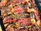 Tian aubergines, tomates, oignons rouges
