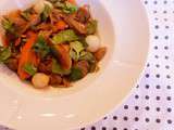 Poêlée de légumes au jus de champignons, soja et gingembre
