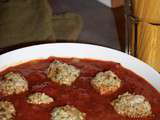 Spaghetti aux boulettes de veau, sauce aux tomates caramélisées