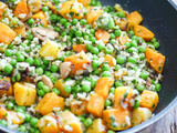 Duo de riz, courge et petits pois