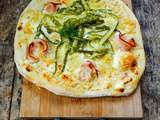 Pizza asperges vertes, Picodon et parmesan