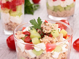 Verrine concombre feta tomate et thon