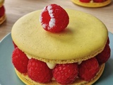 Gâteau macaron mangue framboise