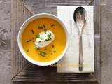 Squash soup and curry whipped cream / soupe de courge et creme fouettee au curry