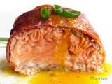 Rôti de saumon au jambon cru, sauce à l'orange