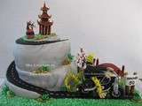 Gâteau  Marsupilami en Moto au Japon  en Pâte à Sucre