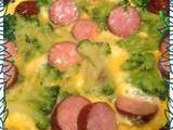 Omelette aux brocolis et saucisses montbéliardes