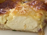 Tarte saint-marcellin, tomates cerises, lardon comté