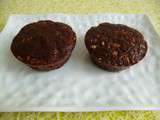 Muffins crus chocolat noisette hyperprotéinés blé complet soufflé et psyllium (sans oeuf ni beurre ni cuisson, riches en fibres)