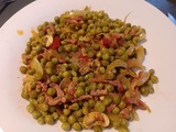 Petits pois, tomates, champignons, oignons, lardons