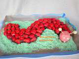 Gâteau chenille fraises/chocolat