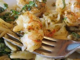 Crevettes au pesto crémeux