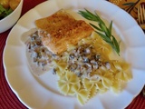 Filet de truite, sauce crémeuse aux champignons