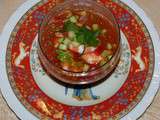 Verrines de gaspacho crevettes et coriandre