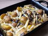 Cassolette de pommes de terre, asperges et champignons
