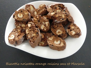 Biscottis noisettes orange raisins secs et Marsala * – Bataille food # 136