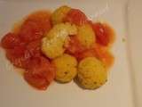 Polenta surprise et tomates tièdes