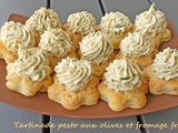 Tartinade pesto aux olives et fromage frais