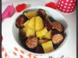 Saucisses fumées et ses pommes de terre sauce carré frais et moutarde miel balsamique #Cookeo