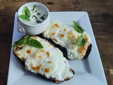 Aubergines farcies aux tomates confites et mozza