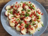 Melon et pêches blanches en entrée