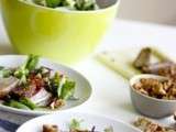 Salade froide et magret chaud