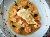 Cabillaud, crevettes et haddock sauce safranée