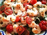 Pâtes fraîches aux épinards et crevettes flambées au whisky