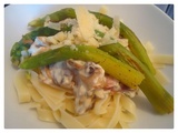 Tagliatelles au jambon de parme et asperges vertes