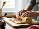 Bûche de Noël légère à la délicate crème de banane, un dessert festif et gourmand