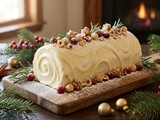 Délice Festif : Bûche de Noël au Chocolat Blanc et Noisettes Croquantes, la Recette Incontournable